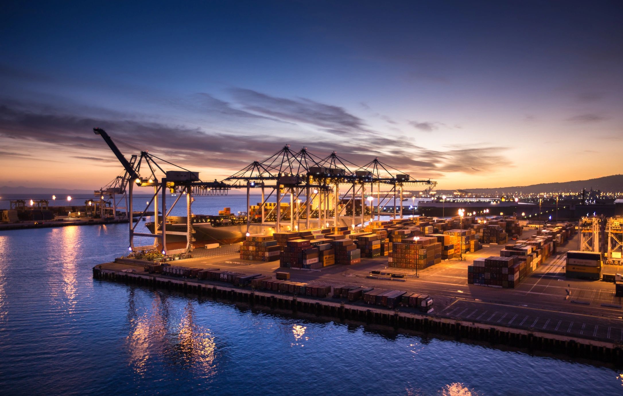 Container port logistics supporting international supply and delivery